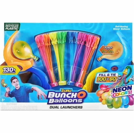 ZURU BUNCH O BALLOONS LAUNCHER 2 PACK WITH 100 NEON WATER BALLOONS