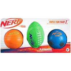 NERF BASKETBALL, FOOTY AND SOCCER 3 PACK