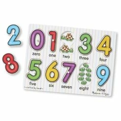MELISSA & DOUG LIFT & SEE PEG PUZZLE WITH PICTURES NUMBERS