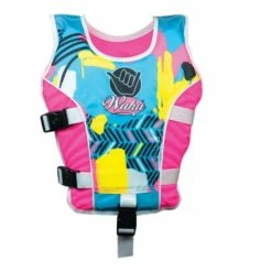 WAHU SWIM VEST CHILD LARGE 30-50KG 6-12 YEARS PINK & GREEN
